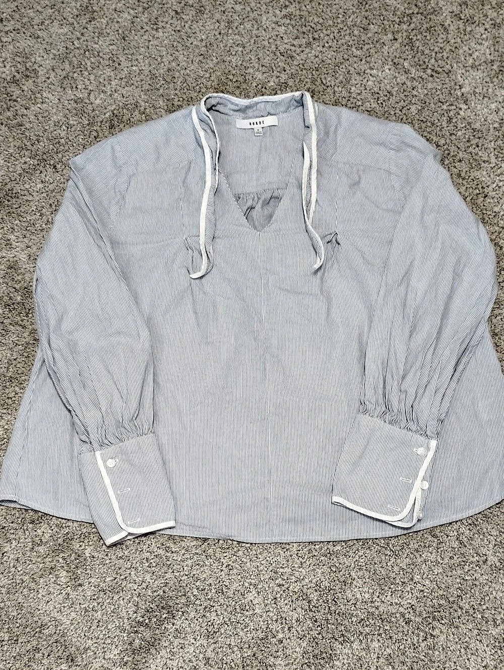Ro&De Striped Blouse in Blue & White Size Medium